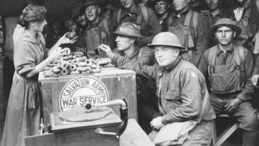 black and white photo with donut